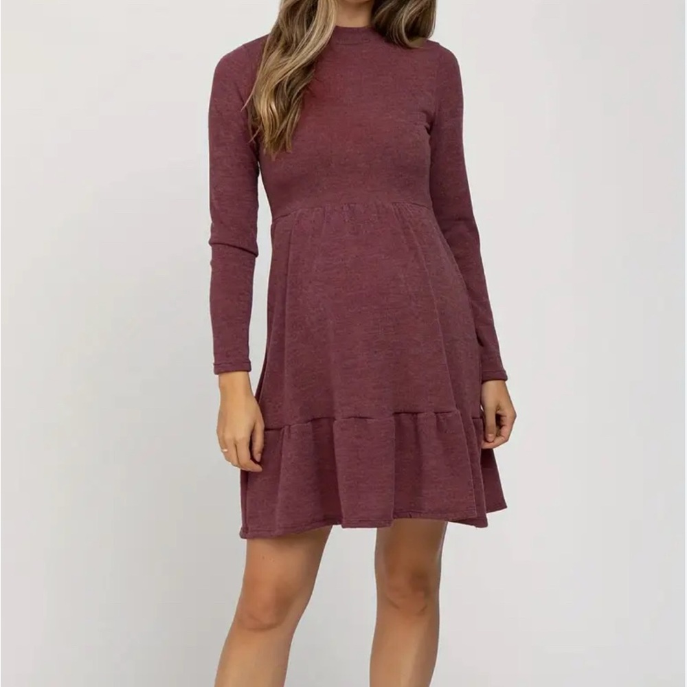 Holiday maternity dress, PinkBlush
